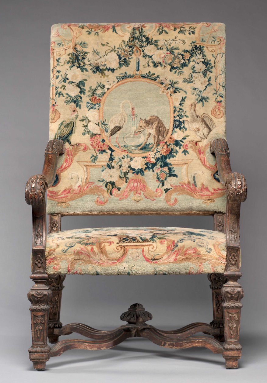 Silla, fabricante Fábrica de Savonnerie, antes de 1717 de French School