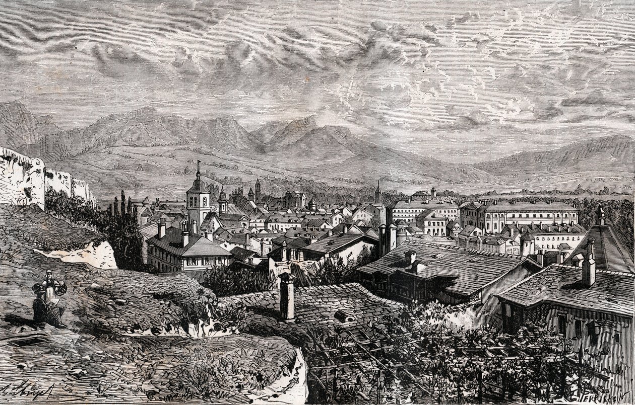 Chambery - Saboya - grabado en “La Francia ilustrada: geografía, historia, administración estadística” por V.A. Malt-Brown. 1884 de French School
