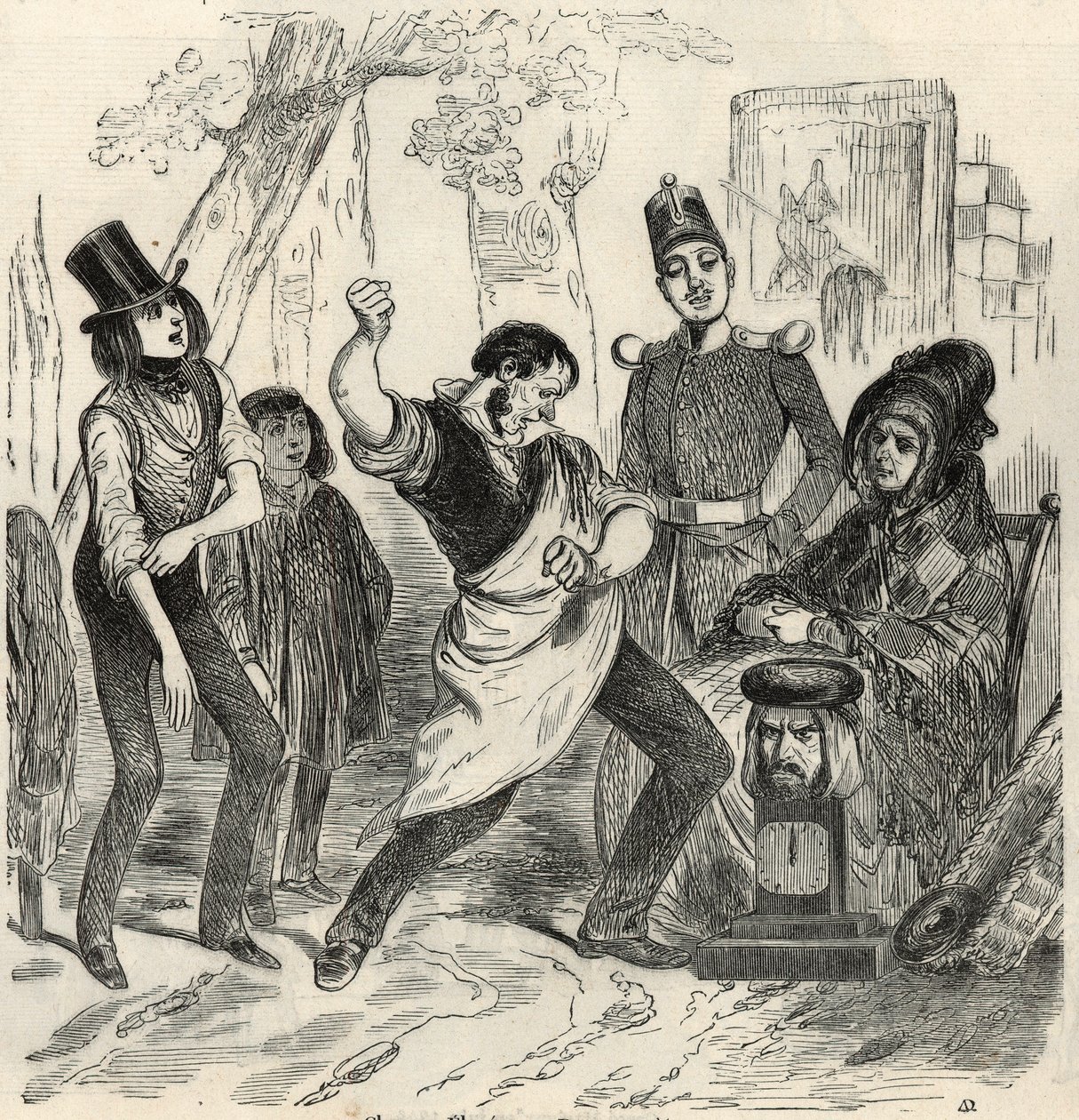 Campos Elíseos - Dinamómetro - Grabado en Tableau-de-Paris por Edmond Texier 1852 de French School
