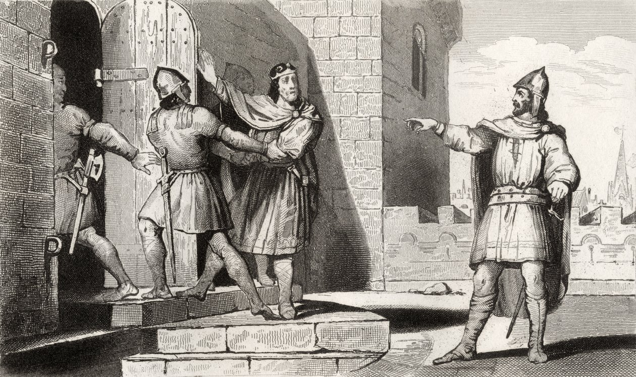 Carlos III (879-929) el Simple tomado prisionero por uno de sus soldados, de 