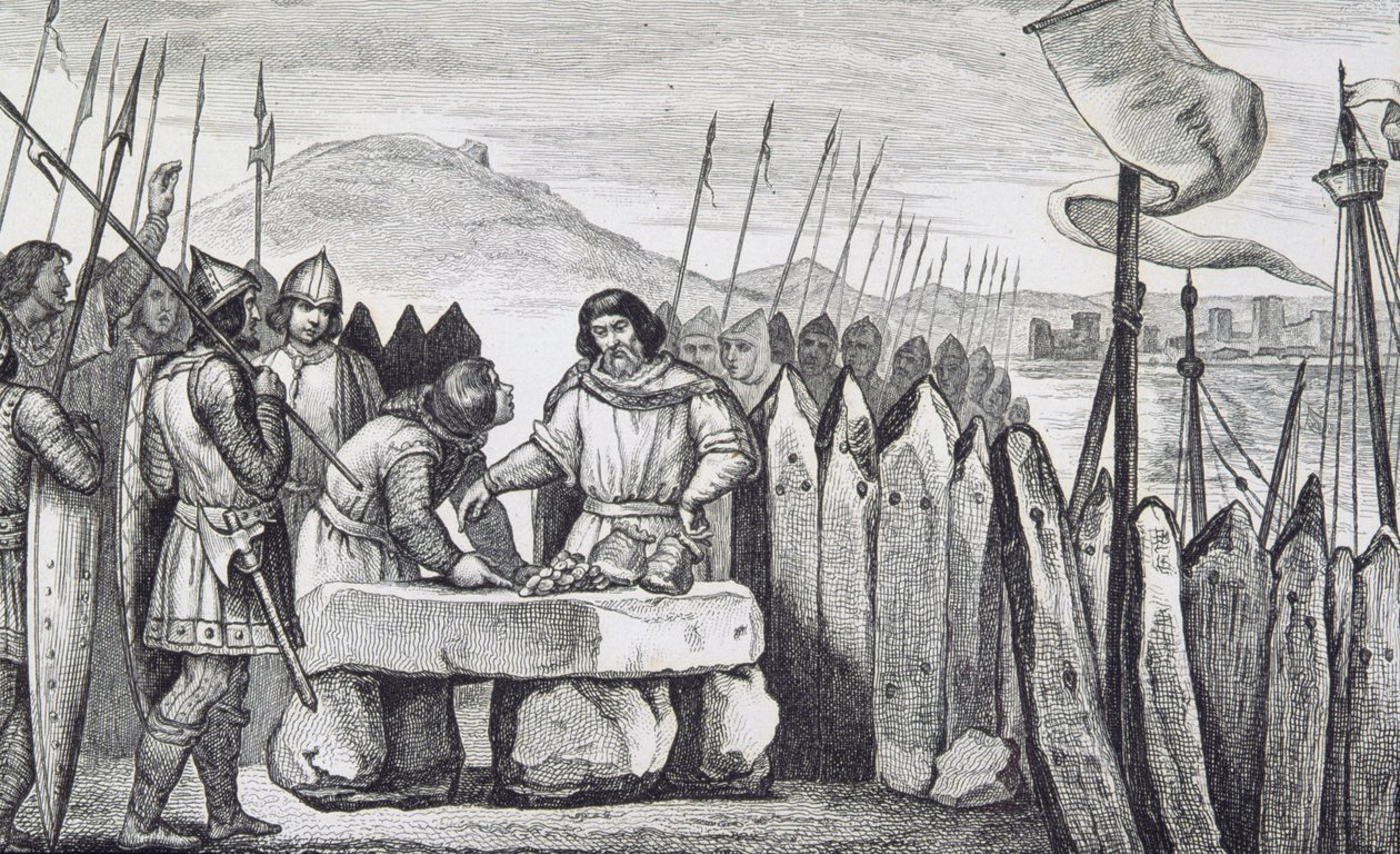 Carlos III el Gordo (839-88) paga a los invasores vikingos en 886, de 