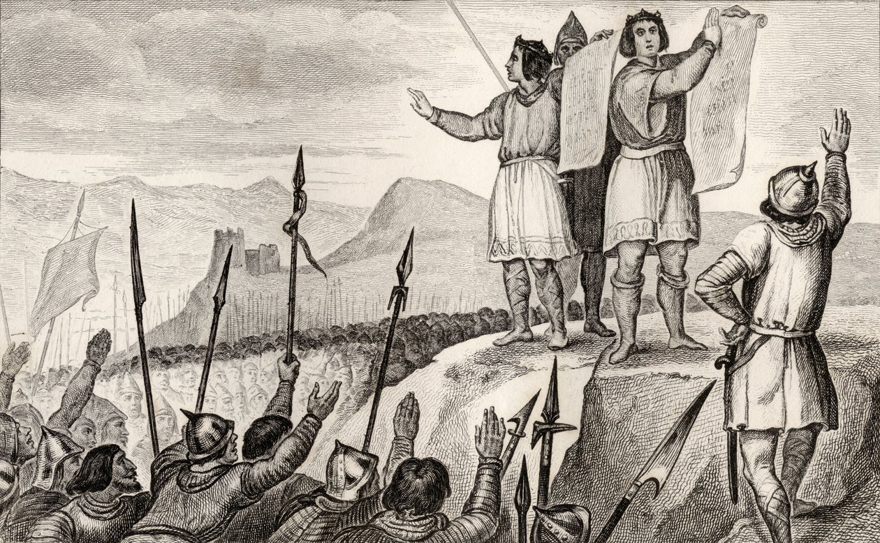 Carlos II (823-77) el Calvo y su hermano Luis el Germánico hacen un tratado en Estrasburgo en 842, de 
