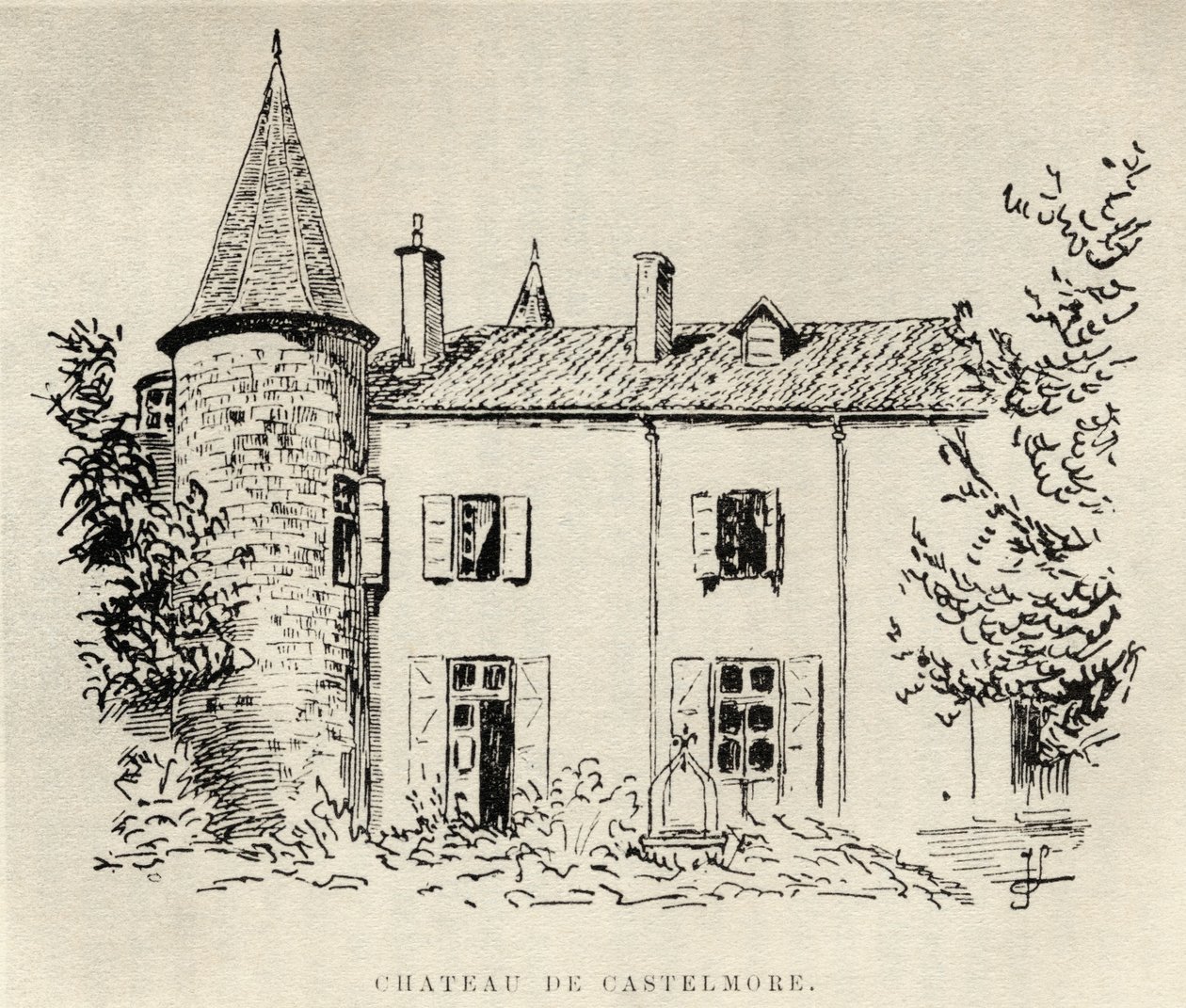 Chateau de Castelmore, de Memorias de Charles de Batz-Castelmore Conde de Artagnan, publicado en 1928 de French School