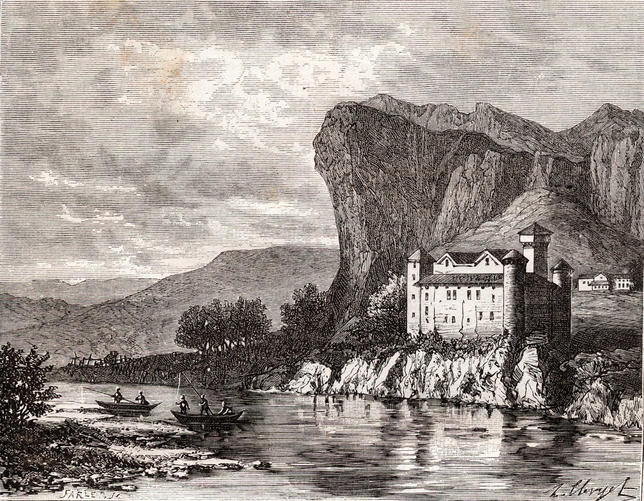 Chateau de la Caze en Lozere - grabado en “La France illustrée: geografía, historia, administración estadística” por V.A. Malt-Brown. 1884 de French School