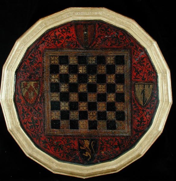 Tablero de ajedrez con cuatro escudos de armas, c.1400-30 de French School