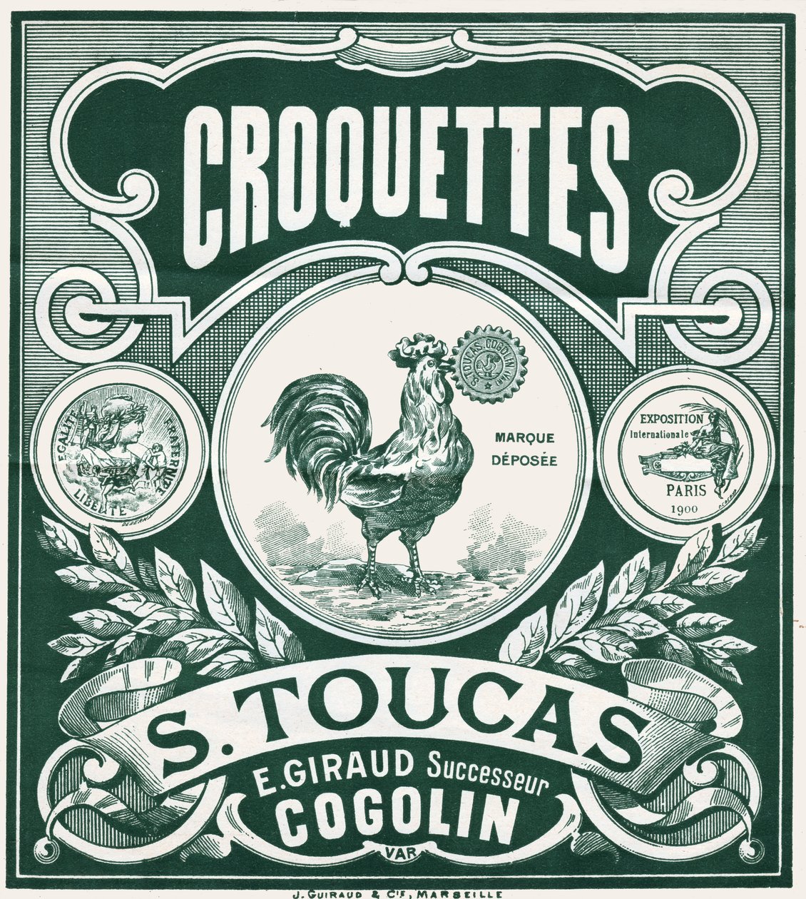 Croquetas de pollo. c.1900 (grabado) de French School