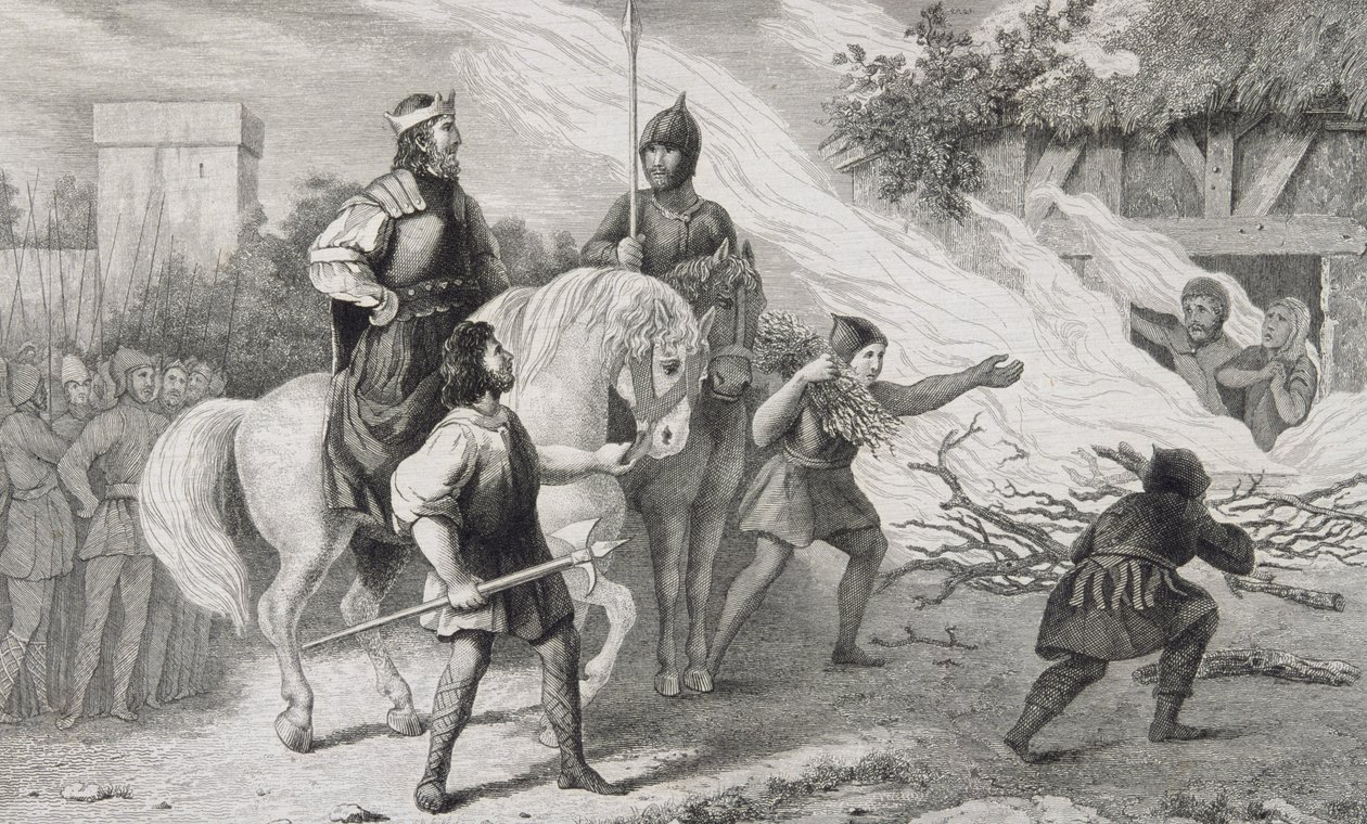 Clotario I (497-561) quema a su hijo rebelde y su familia, de 