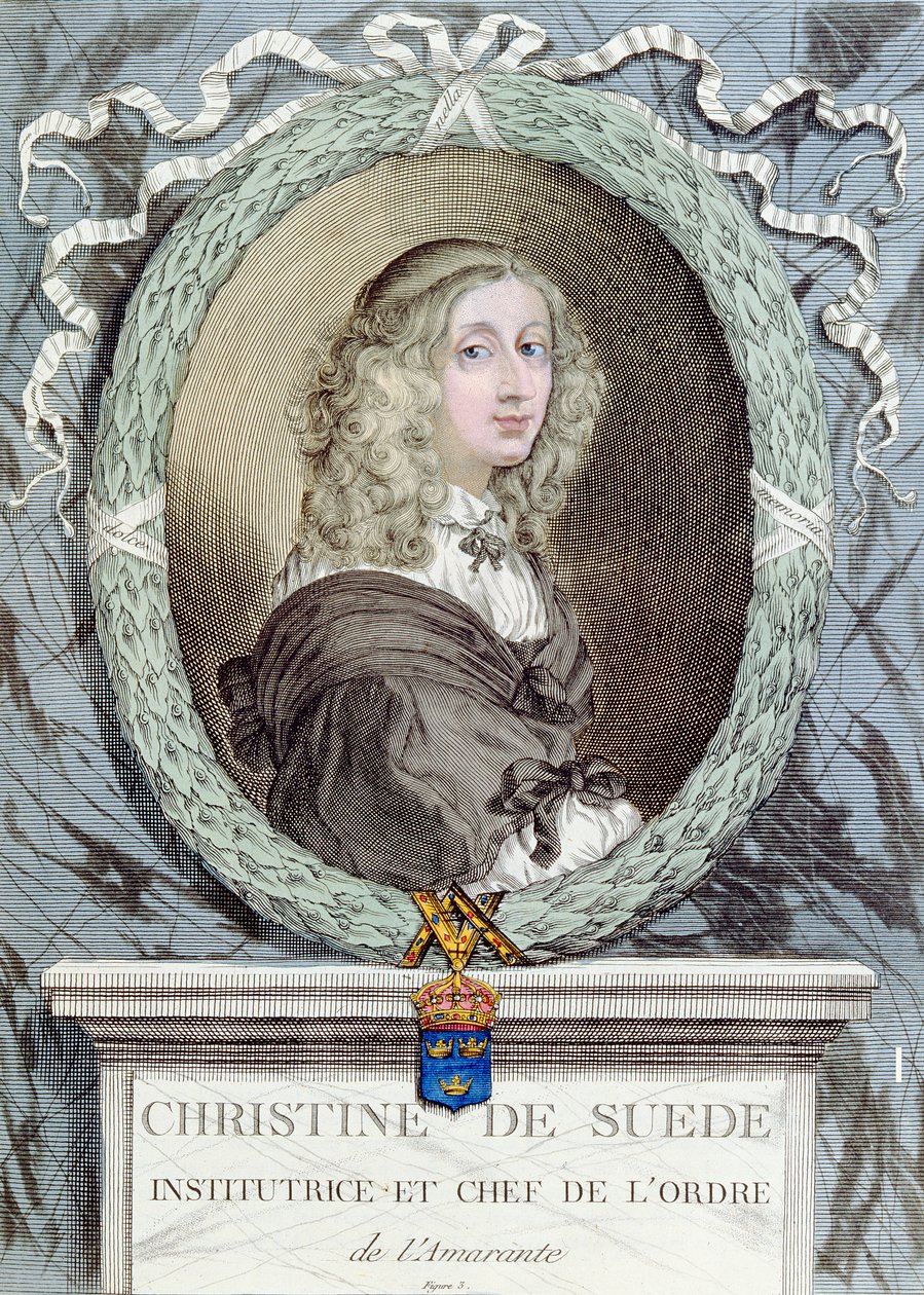 Cristina (1626-89) Reina de Suecia, fundadora y jefa de la orden de la Amarantha de French School