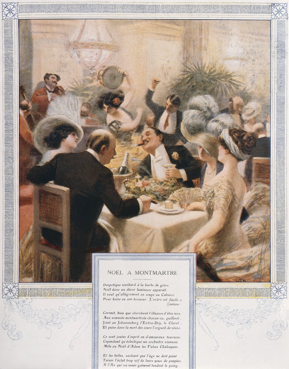 Navidad en Montmartre, cena de Nochebuena en un restaurante lujoso, c.1900 de French School
