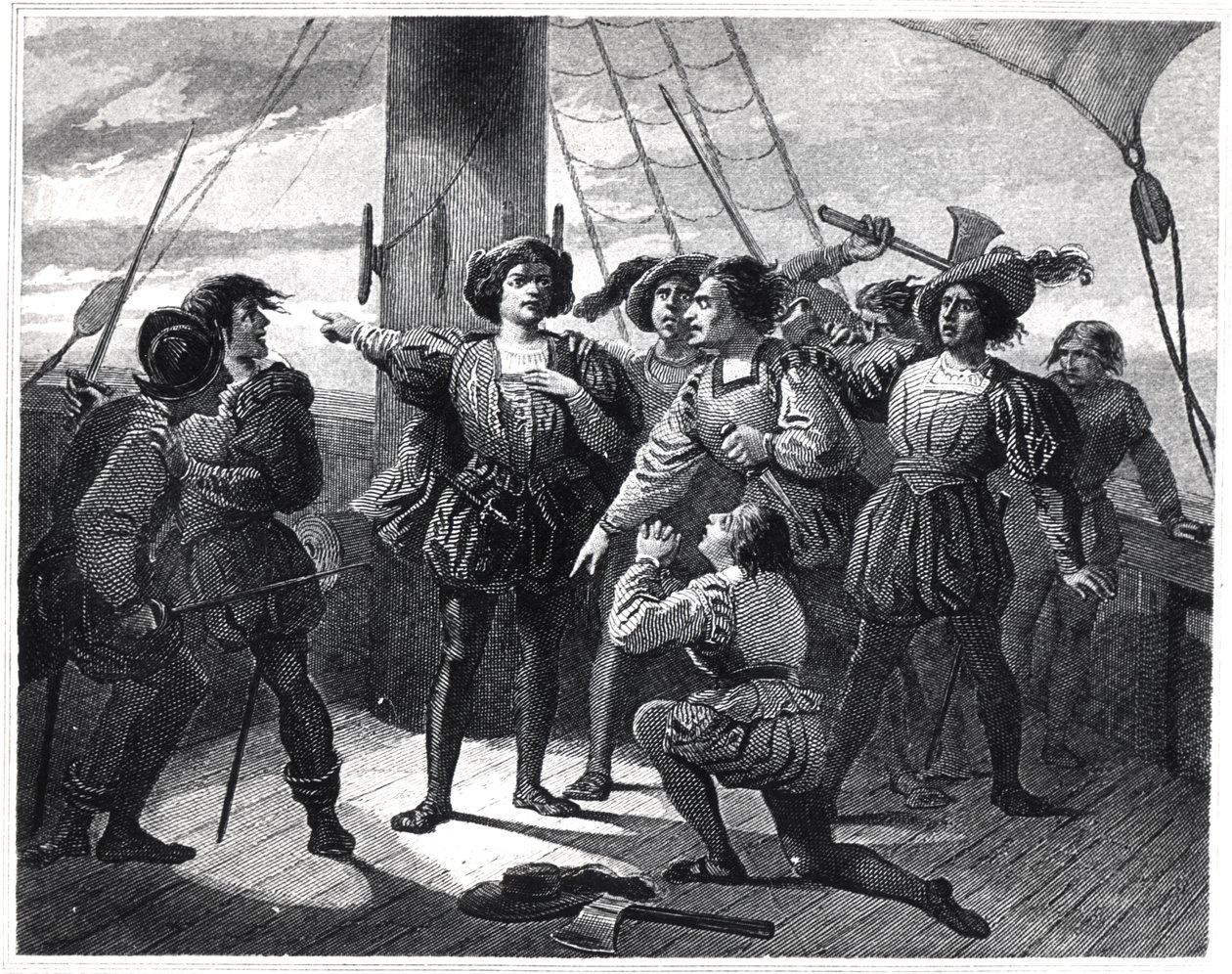 Cristóbal Colón (1450-1506) asustando a su tripulación de French School