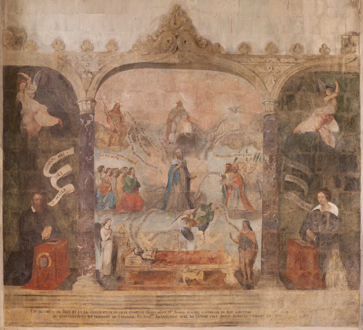 Iglesia Saint-Jean-Baptiste. Interior. Capilla Saint-Fursy. Pinturas murales. La glorificación de María (fresque dite de la bonne mort). Principios del siglo XVII. de French School