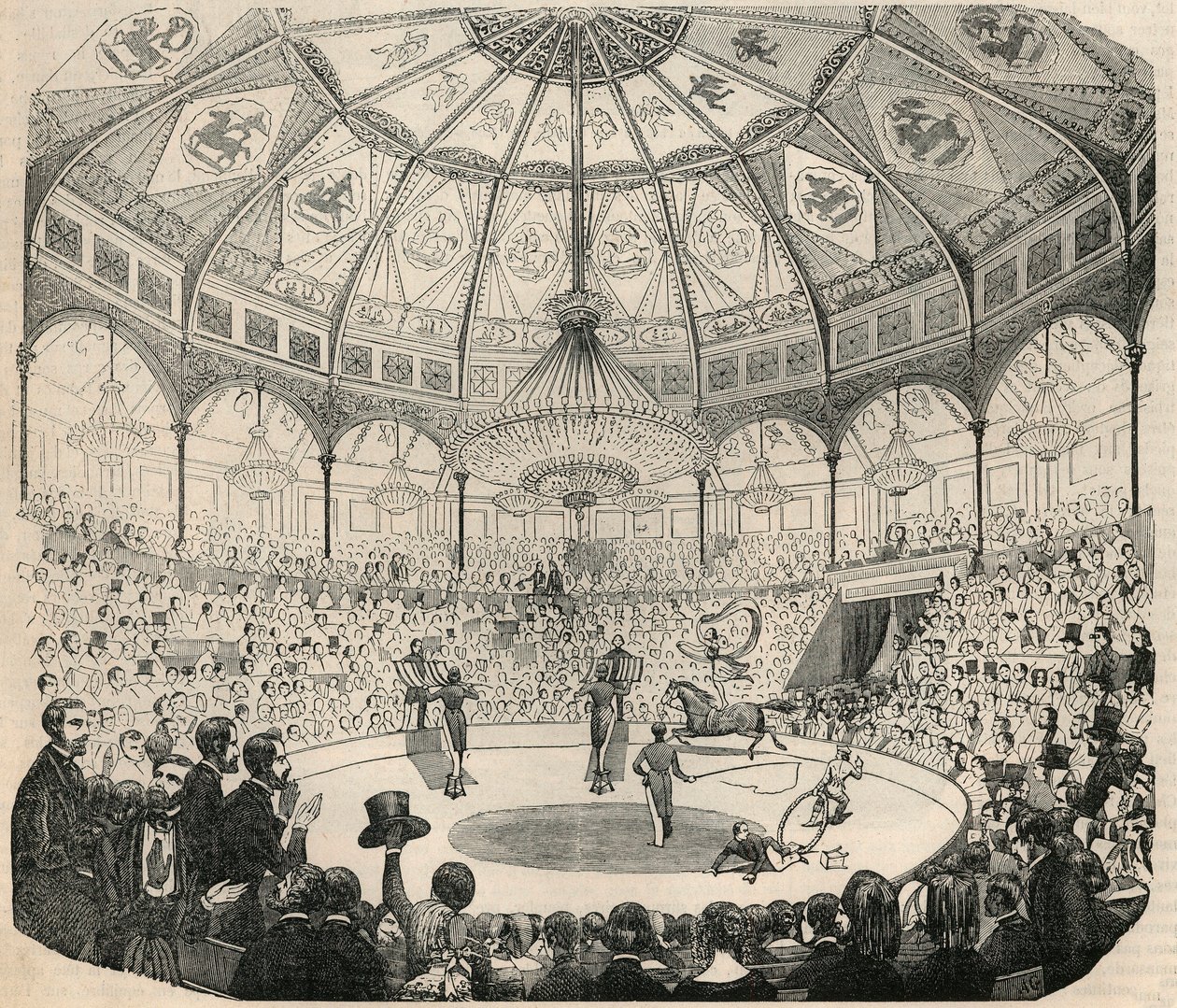 Cirque national des Champs Elysees en el siglo XIX - Grabado en “Tableau-de-Paris” por Edmond Texier 1852 de French School