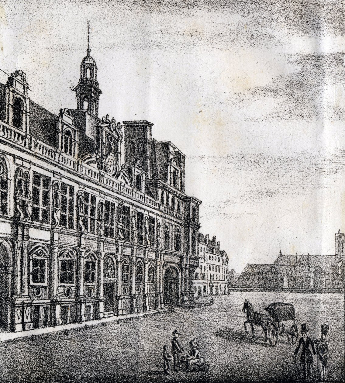 Ayuntamiento - "Alphabet Picturesque des Monumens de Paris" c.1840 (grabado) de French School