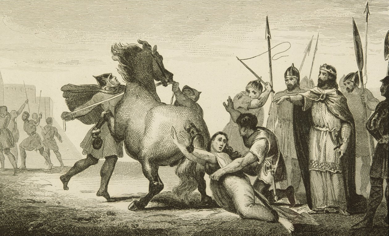 Clotario II (584-629) en la ejecución de la Reina Brunilda (d.613) de 
