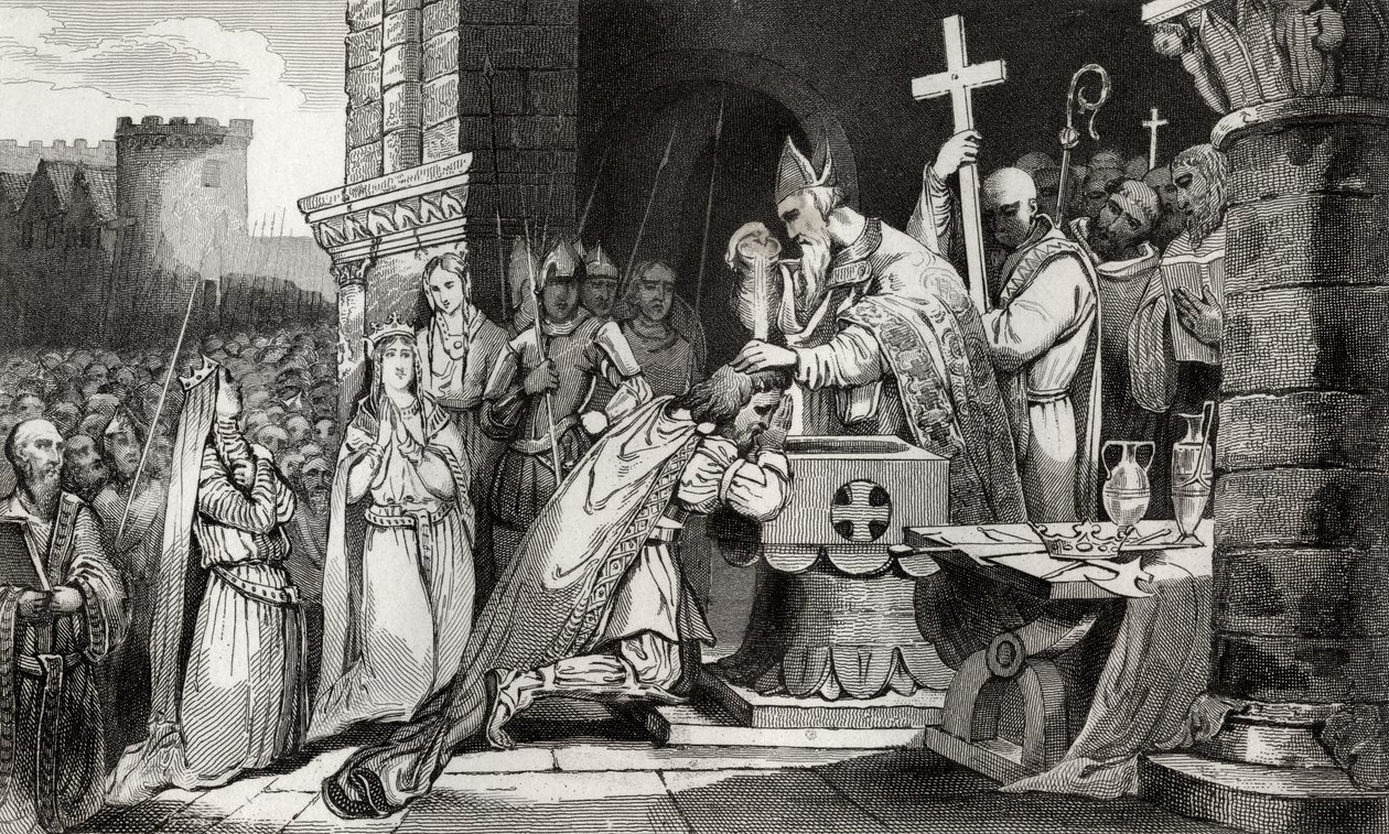 Clodoveo I (465-511) bautizado con hombres de su ejército antes de la Batalla de Tolbiac, de 