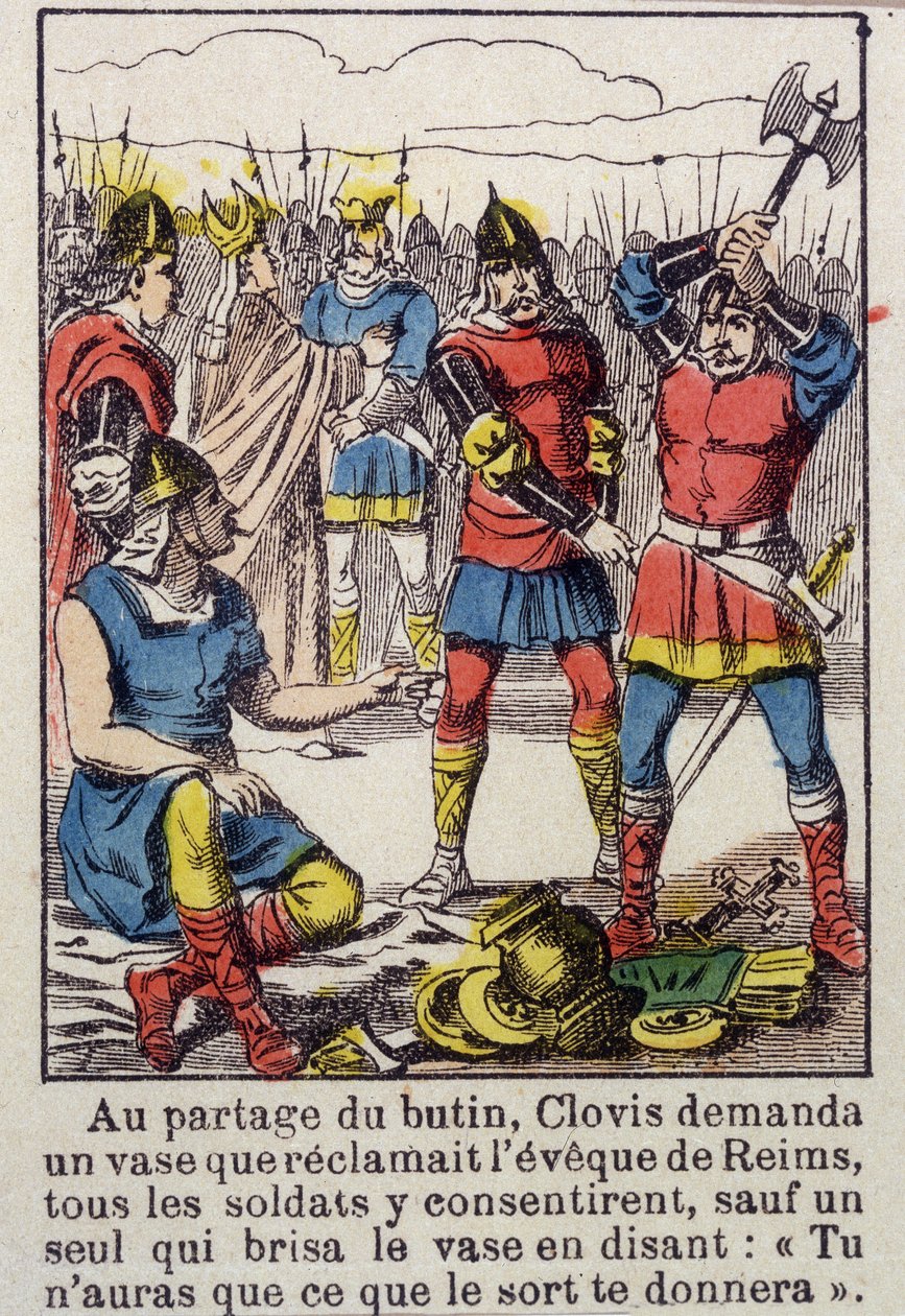 Clovis y el jarrón de Soissons - Imagen de Épinal del siglo XIX de French School