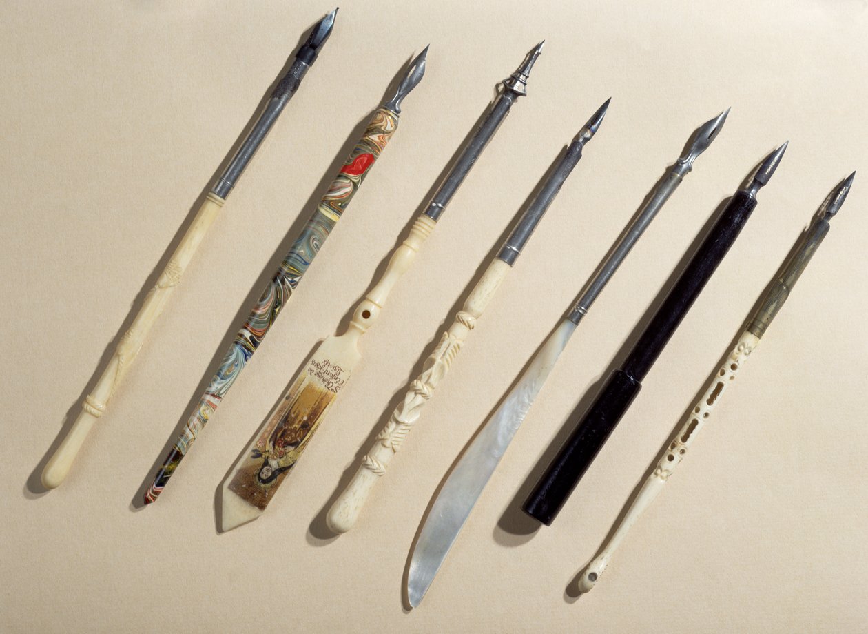 Colección de portaplumas, principios del siglo XX de French School