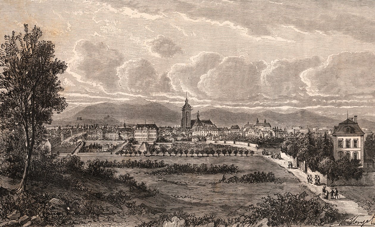 Colmar - Alto Rin, en Alsacia - grabado en “La France illustree: geographie, histoire, administration statistique” por V.A. Malt-Brown. 1884 de French School