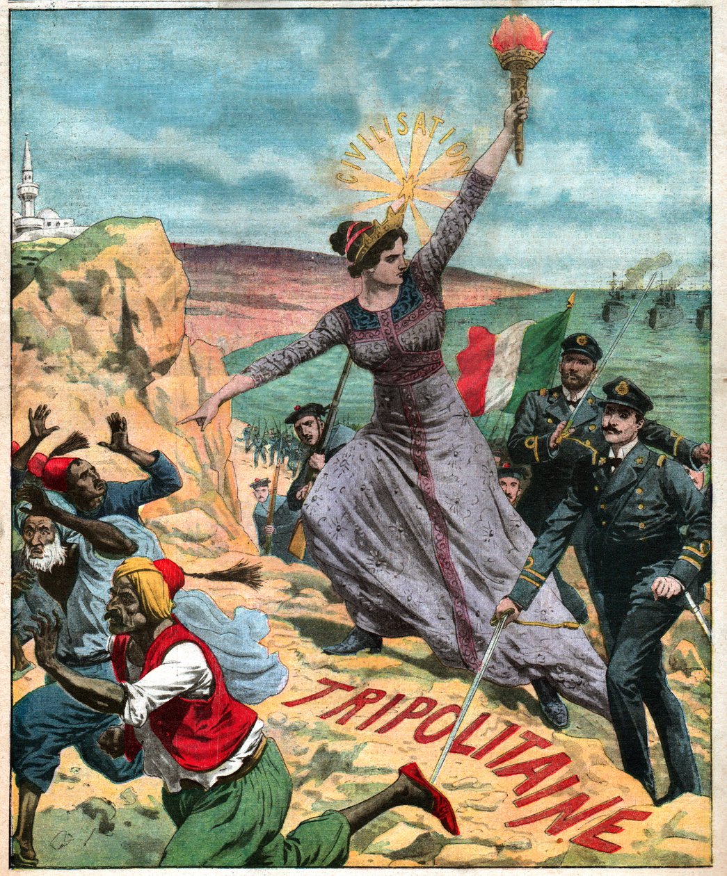 Colonisation italienne en Lybie. Colonización italiana en Libia. de French School
