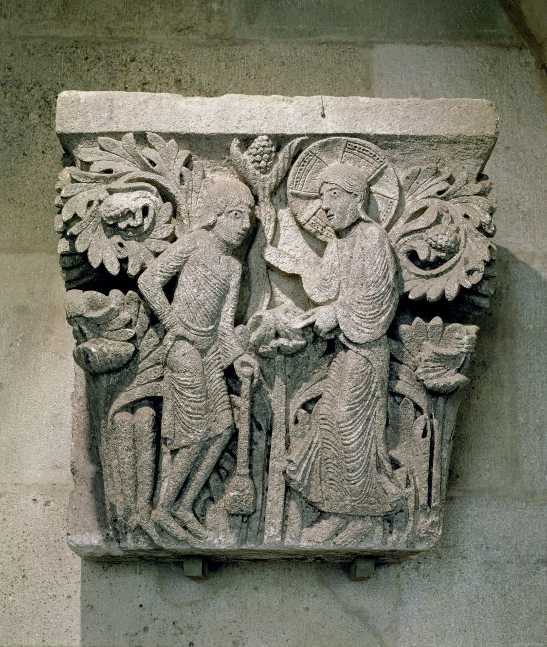 Capitel de columna que representa a Cristo y Santiago el Menor, c.1125-30 de French School