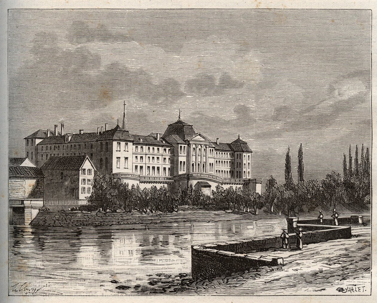 Commercy - La Mosa (55), Lorena, Francia - grabado en “La France illustrée: géographie, histoire, administración statistique” por V.A. Malt-Brown. 1884 de French School