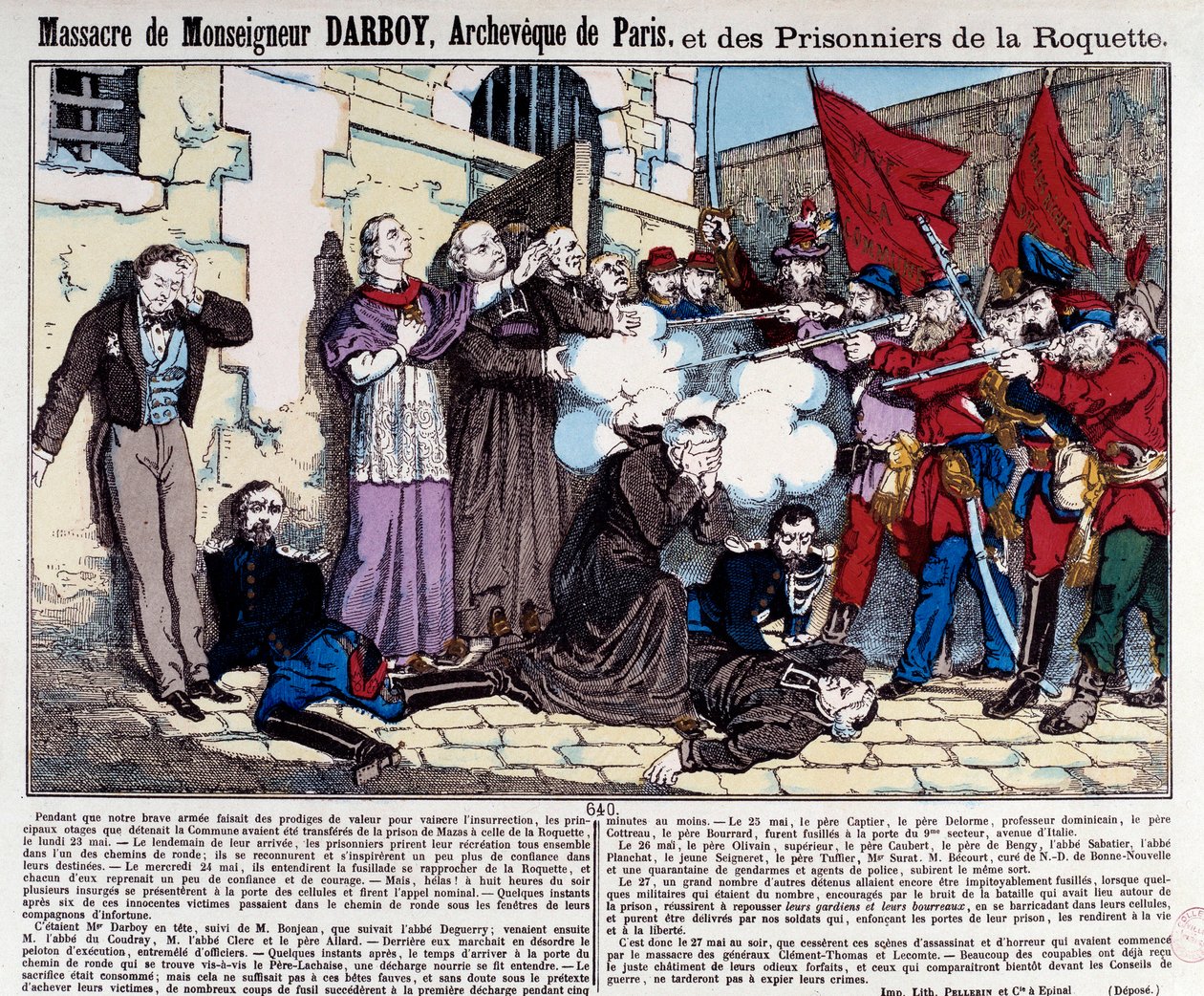 Comuna de París: Masacre de Monseñor Darboy (1813-1871), Arzobispo de París, y los prisioneros de la Roquette el 24 de mayo de French School