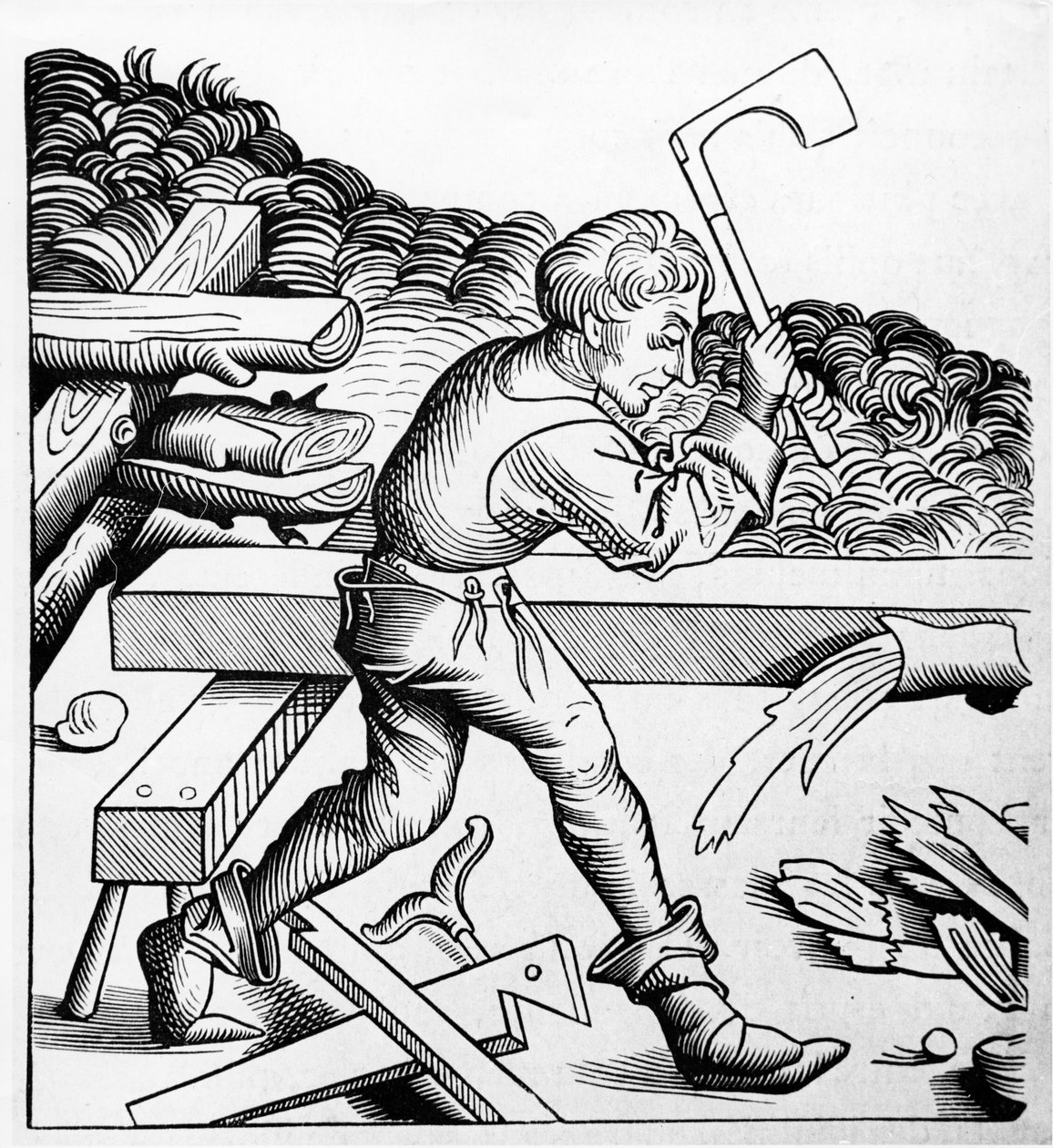 Compañero de deber o compañero del gran hacha de tala, carpintero, finales del siglo XV de French School