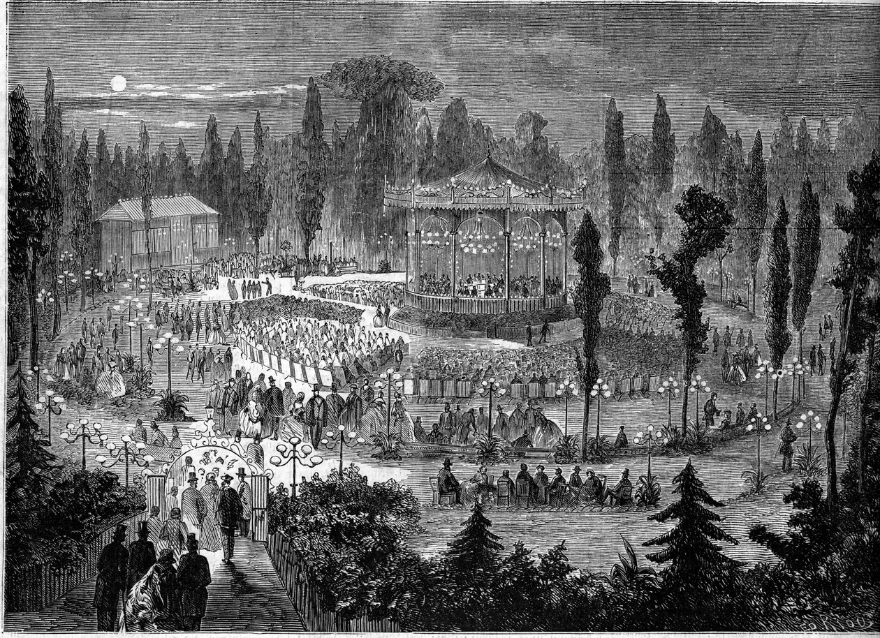 Concierto de la orquesta Musard en los Campos Elíseos, París de French School