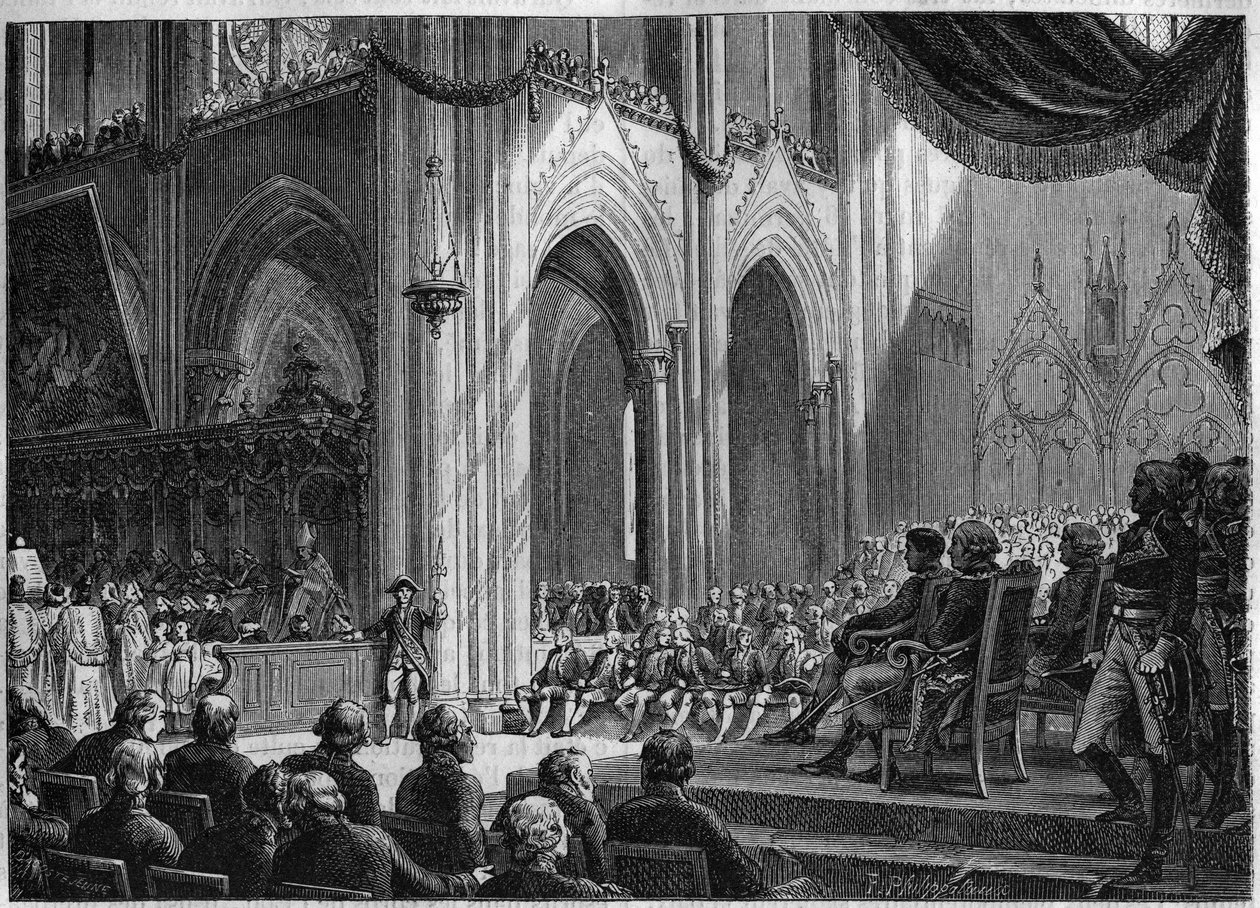 Concordato de 1801 - Reintroducción de los ritos católicos, Pascua, 8 de abril de 1802 Notre-Dame de París - Restauración oficial de los cultos en presencia de Bonaparte: Te Deum en Notre Dame de French School