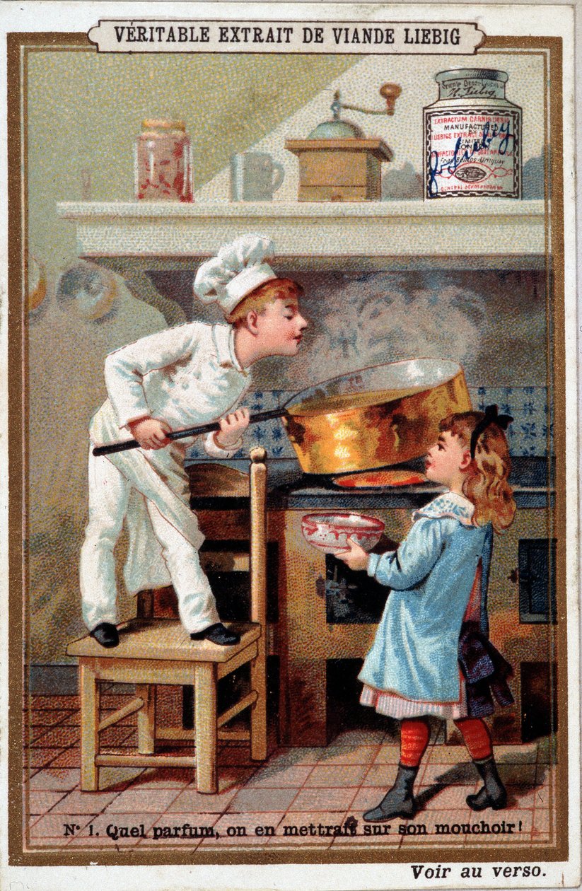 Cocinero en su horno - cromo. Liébig de French School