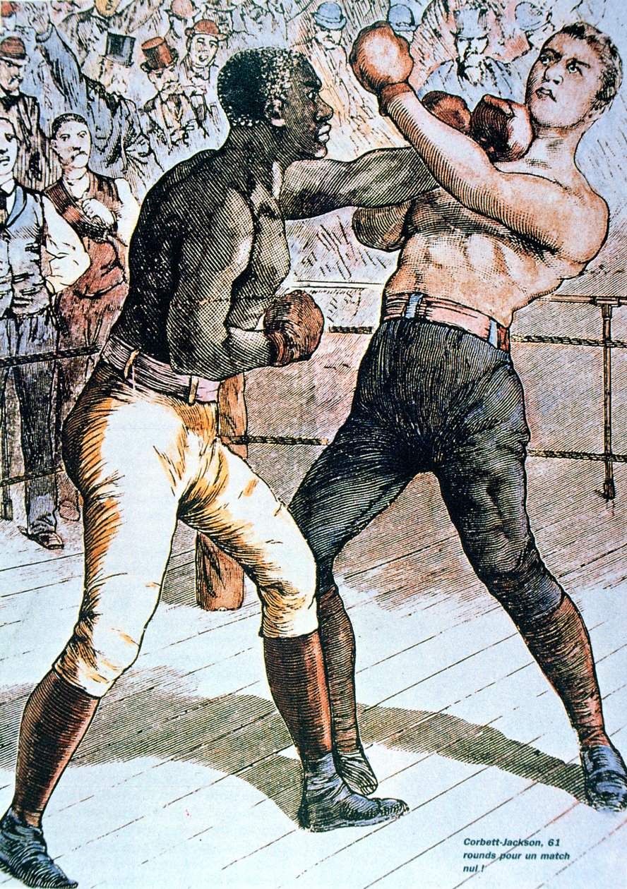Corbett-Jackson: 61 asaltos por un No Match! 1891 de French School