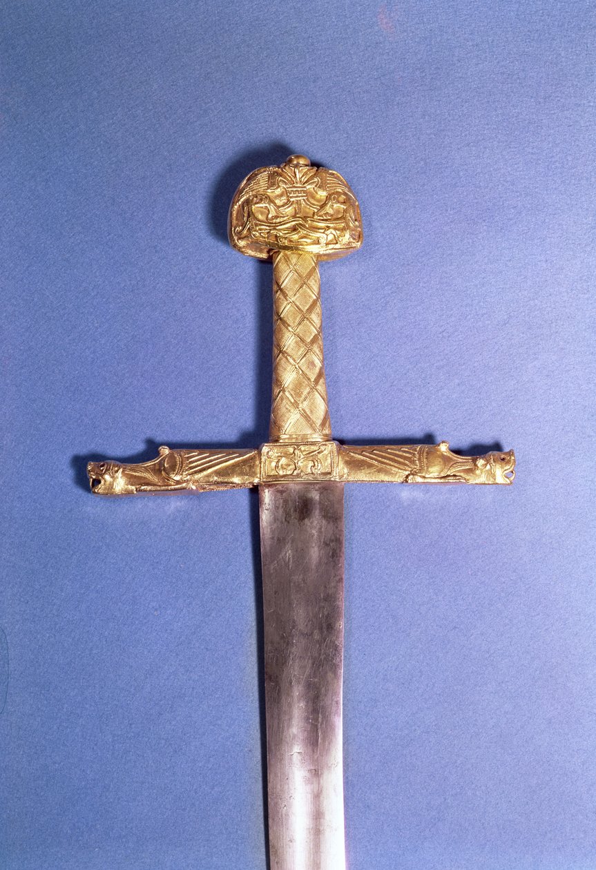 Espada de coronación de los reyes de Francia, perteneciente a Carlomagno (742-814) conocida como `Joyeuse` (metal) de French School