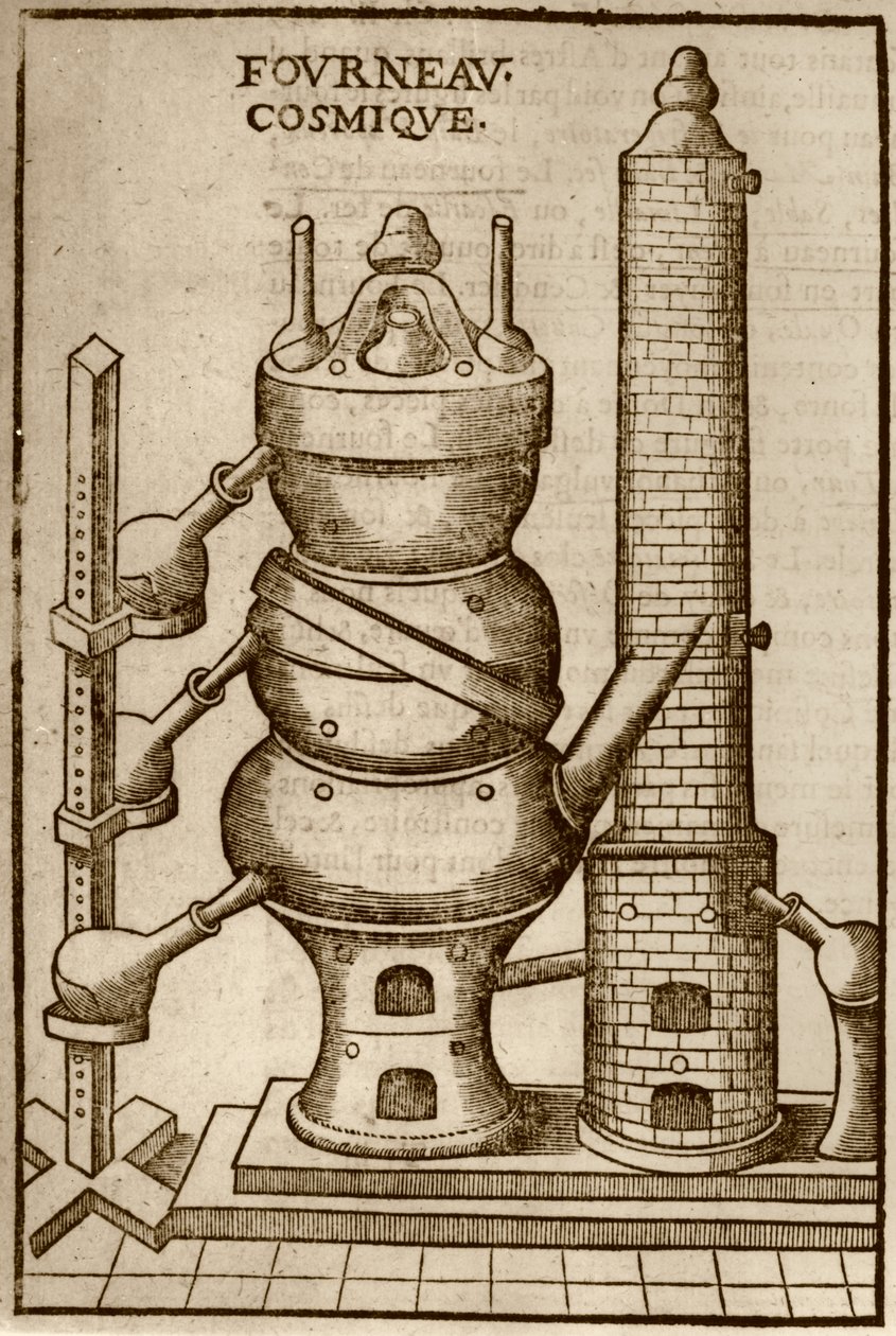 Horno Cósmico, de La Theotechnie Ergocosmique de Annibal Barlet (1653) ilustrado en una historia de la magia publicada a finales del siglo XIX de French School