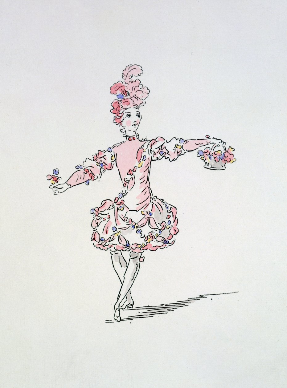 Diseño de vestuario para un joven egipcio como Primavera en Les Fetes de LHymen de French School