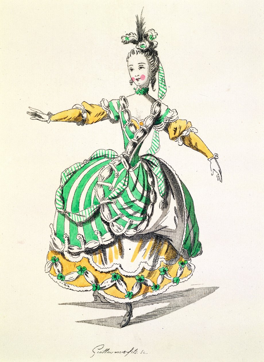 Diseño de vestuario para Frigia, en Dardanus, un libreto de Leclerc de Labruere, compuesto por Jean-Philippe Rameau (1683-1764) facsímil de A. Guillaumot Fils (grabado en color) de French School