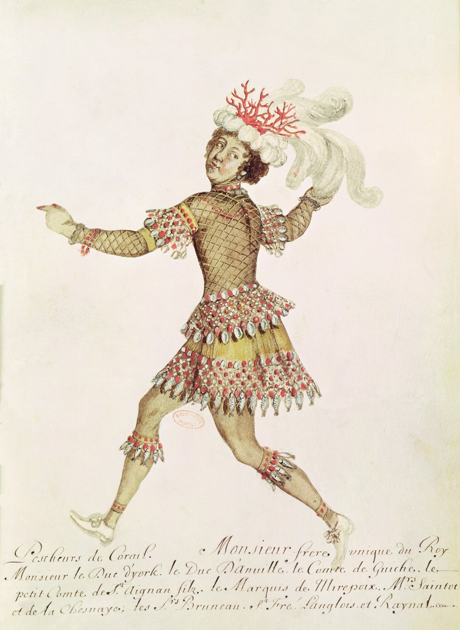Diseño de vestuario para un pescador de coral para El matrimonio de Tetis y Peleo de Francesco Cavalli (1602-76) 1654 de French School