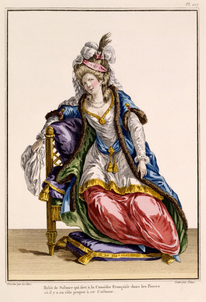 Traje para la esposa del Sultán en La Comedie Francaise, impresión de Patus de French School