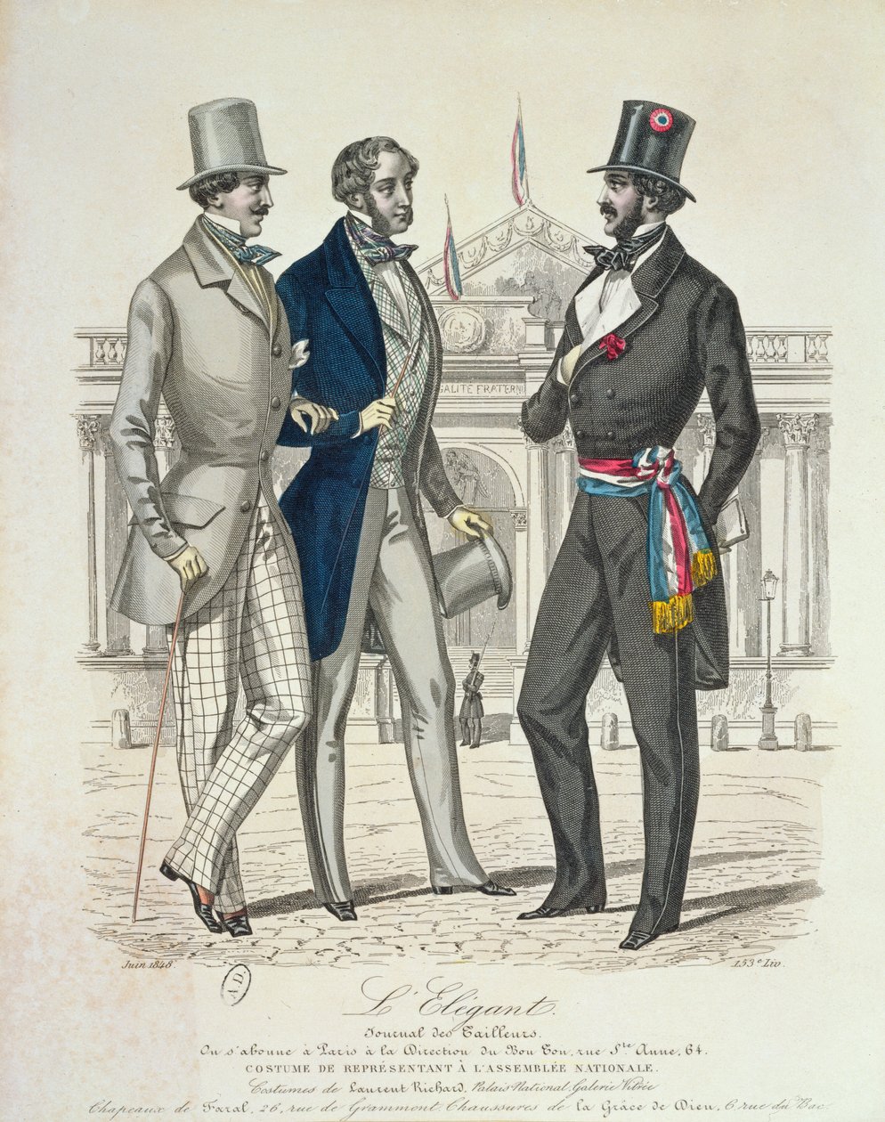 Traje del Diputado, con la antigua Asamblea Nacional al fondo, 1848 de French School