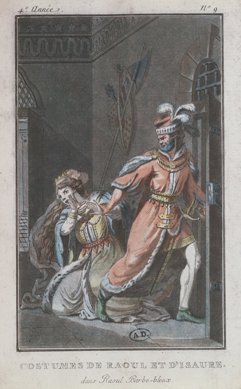 Trajes de Raoul e Isaure, de la ópera Raoul Barba Azul, 1790 de French School