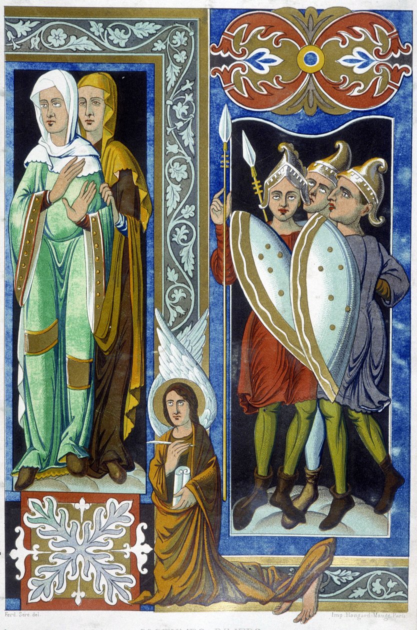 Trajes del siglo IX, ilustración de "Francia en el siglo IX". de French School