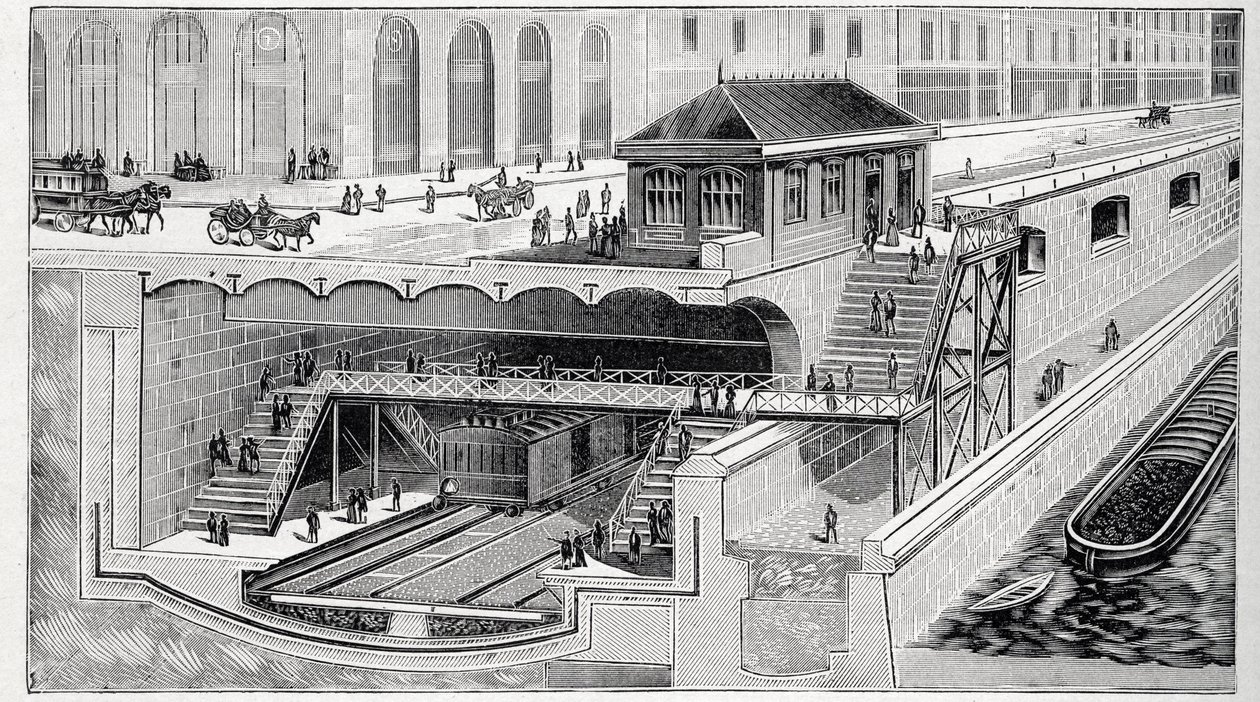 Corte de la estación Saint Michel en París en “La naturaleza” 1899 de French School