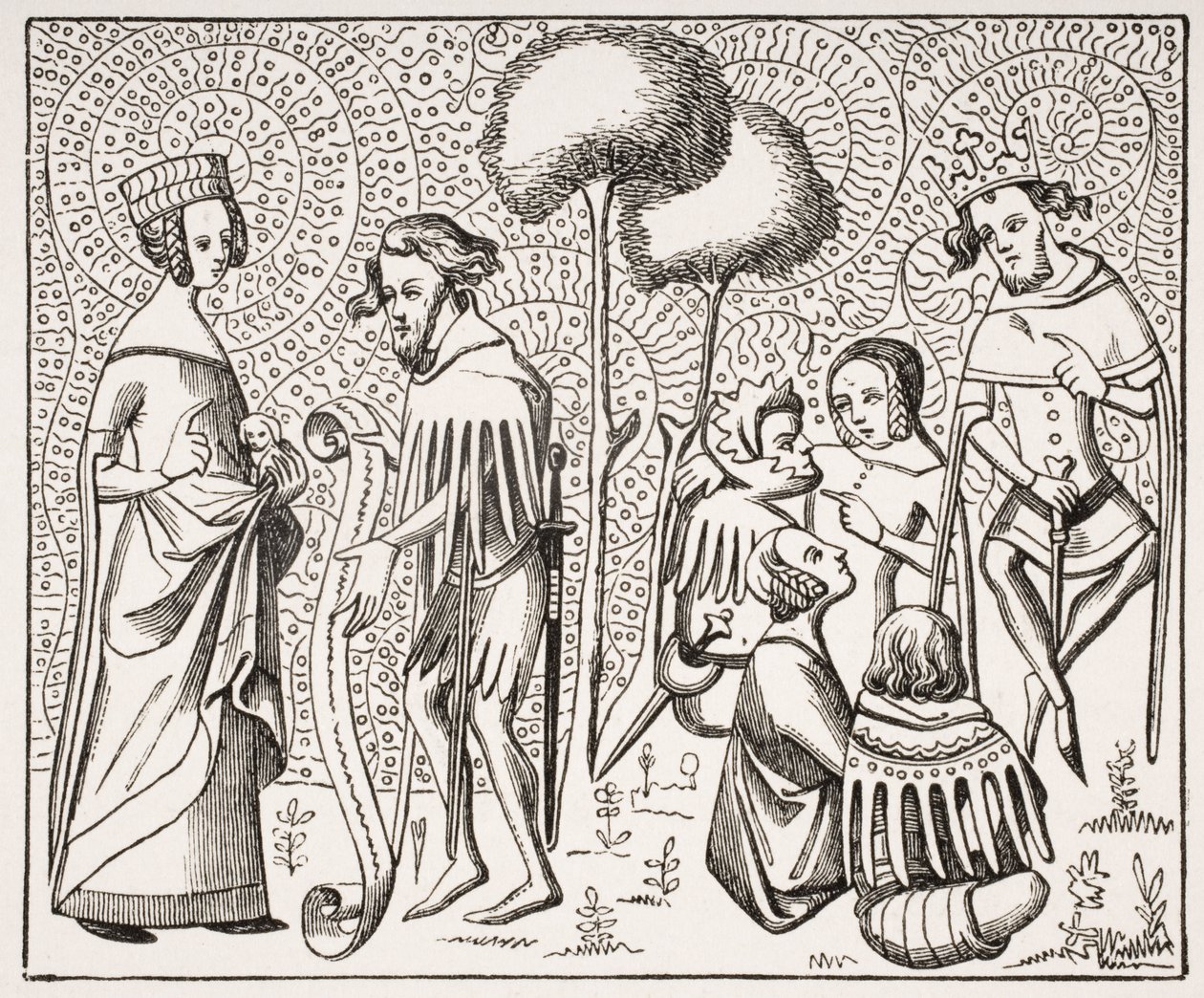 Corte de Amor en Provenza, después de un manuscrito del siglo XIV, de Le Moyen Age et La Renaissance de Paul Lacroix (1806-84) publicado en 1847 de French School