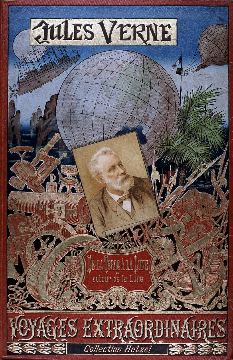 Portada de "De La Terre a La Lune" de Julio Verne de French School
