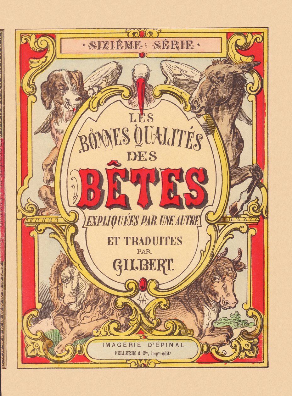 Portada de "Las buenas cualidades de los animales", c.1900 (grabado de Epinal) de French School