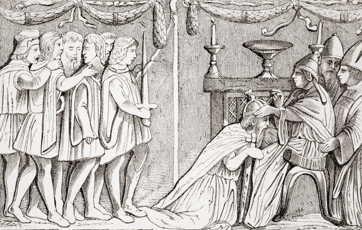 Coronación de Segismundo como Emperador del Sacro Imperio Romano por el Papa Eugenio IV en 1433, de "L