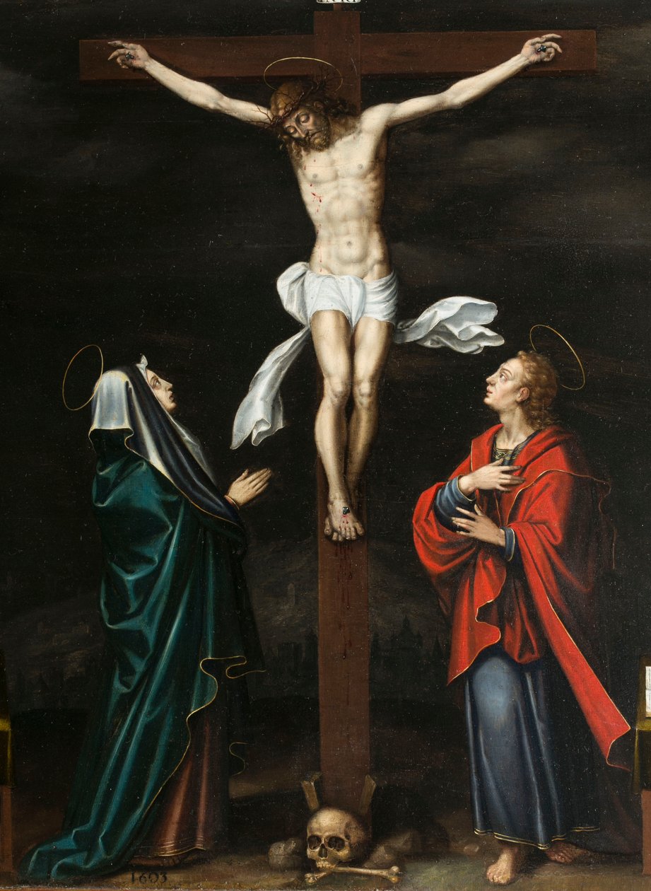 Crucifixión. Tríptico de Aubery de French School