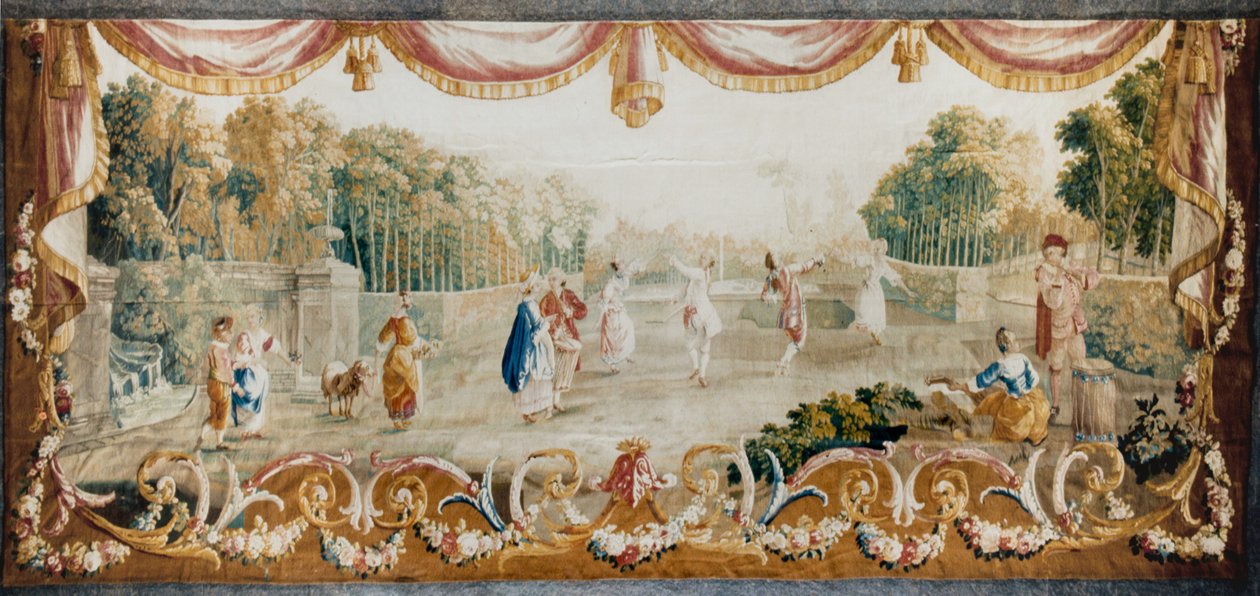 Baile en un parque, Taller de Tapices de Aubusson, c.1782 de French School