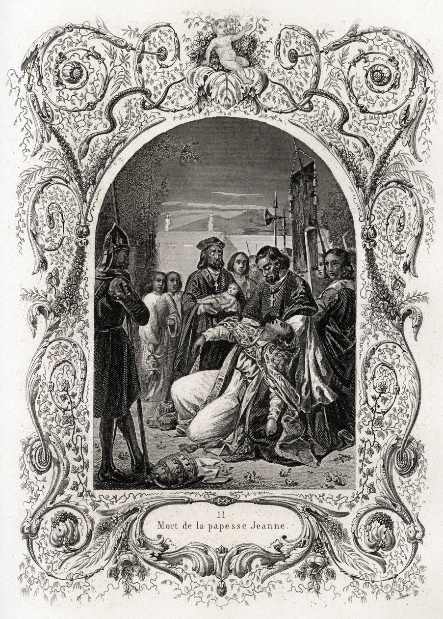 Muerte de la Papisa Juana (pontificado de 855 a 858). Grabado para ilustrar la Histoire des papes de Maurice Lachatre (1814-1900), librairie du progres, París. de French School