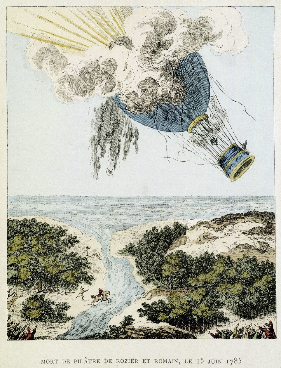 Muerte de Pilâtre de Rozier y Romain de French School