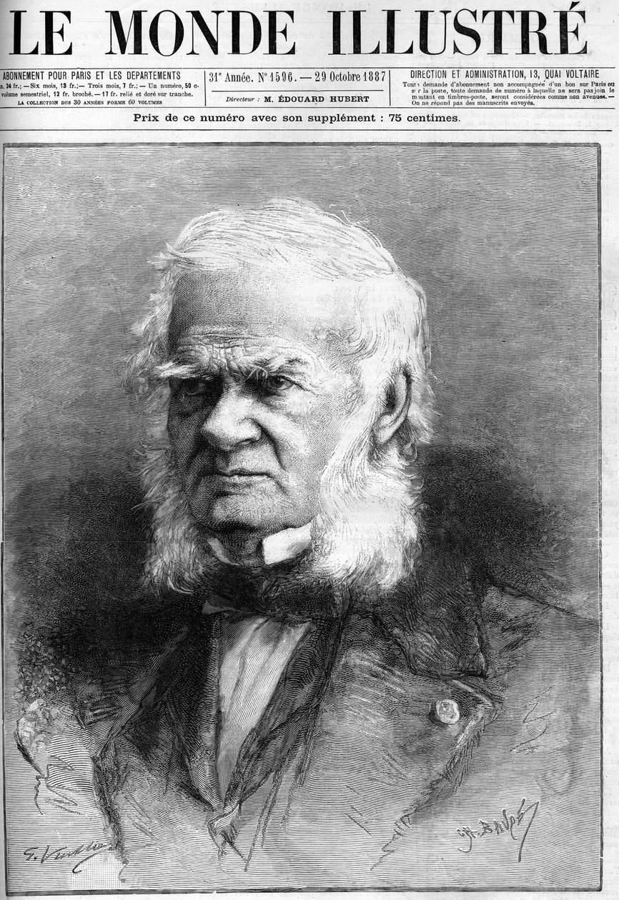 Muerte del académico Auguste Cuvillier Fleury (1802-1887) en "The Illustrous World" del 29 de octubre de French School
